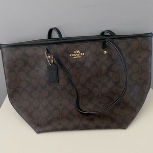 Coach Zip Top Tote In Signature Canvas